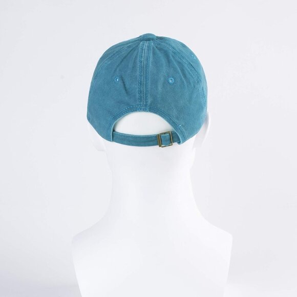 Unisex Washed-aquamarine Baseball Cap Cotton Fits Washed Denim Adjustable Hat - Picture 3 of 7